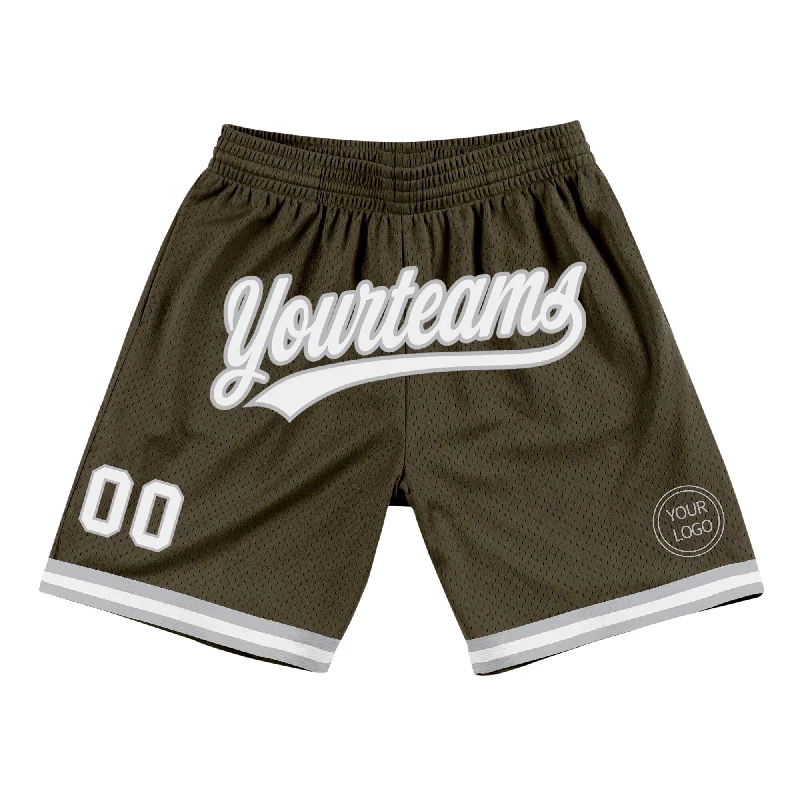 Unisex Casual Wear For All Seasons Latest Fashion Custom Olive White-Gray Authentic Throwback Salute To Service Basketball Shorts Unisex Casual Wear For All Seasons Latest Fashion Custom Olive White-Gray Authentic Throwback Salute To Service Basketball Shorts