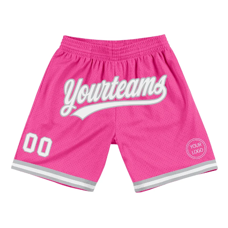 Unisex Everyday Fashion Essentials Best Deals Of The Season Custom Pink White-Gray Authentic Throwback Basketball Shorts Unisex Everyday Fashion Essentials Best Deals Of The Season Custom Pink White-Gray Authentic Throwback Basketball Shorts