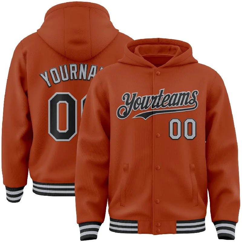 Comfortable And Stylish Unisex Outfits Minimalist Fashion Sale Custom Texas Orange Black-Gray Bomber Full-Snap Varsity Letterman Hoodie Jacket Comfortable And Stylish Unisex Outfits Minimalist Fashion Sale Custom Texas Orange Black-Gray Bomber Full-Snap Varsity Letterman Hoodie Jacket