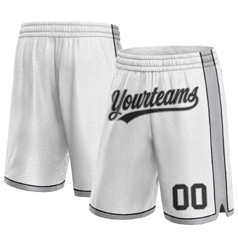 Functional And Stylish Unisex Outerwear Limited Time Offers Custom White Black-Gray Authentic Basketball Shorts Functional And Stylish Unisex Outerwear Limited Time Offers Custom White Black-Gray Authentic Basketball Shorts