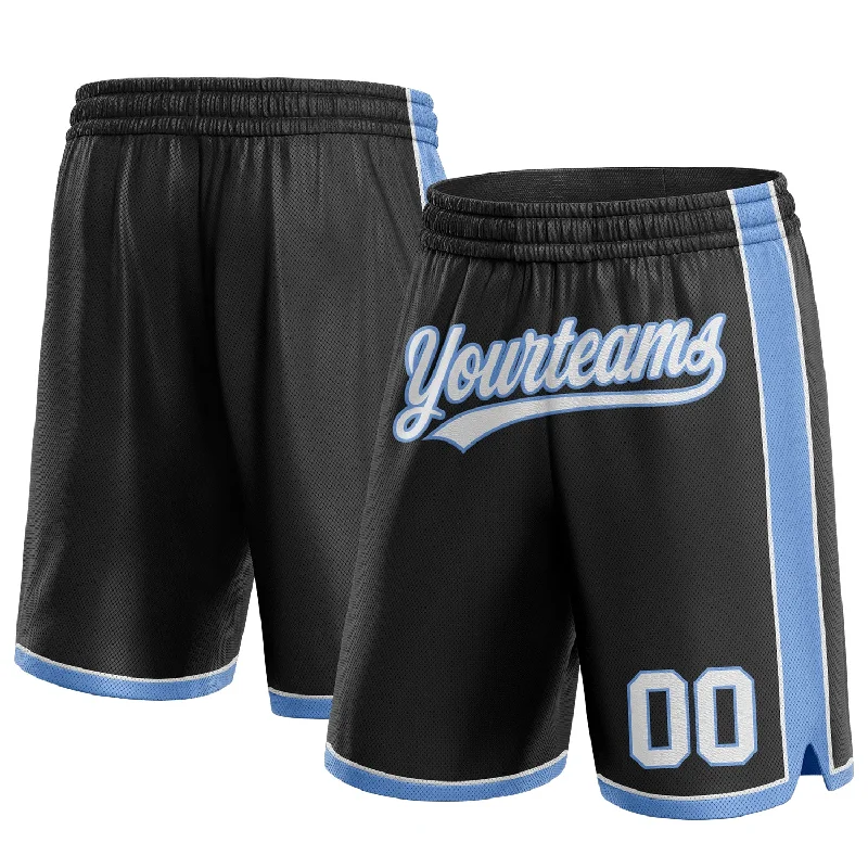 Chic And Casual Unisex Fashion Trends Special Offer For You Custom Black White-Light Blue Authentic Basketball Shorts