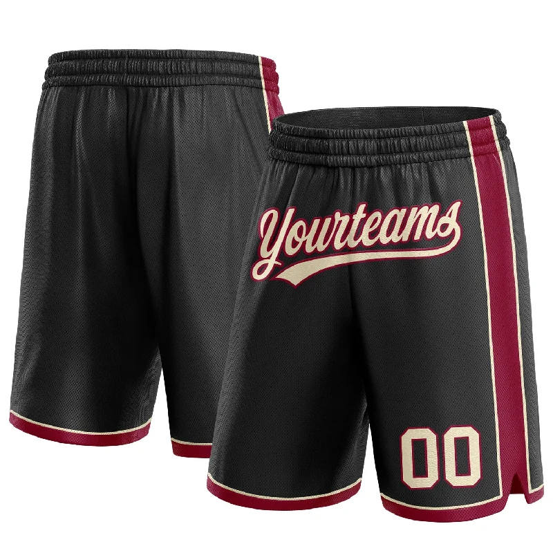 Elegant And Minimal Gender-Free Clothing Hot Brand Discounts Custom Black Cream-Maroon Authentic Basketball Shorts Elegant And Minimal Gender-Free Clothing Hot Brand Discounts Custom Black Cream-Maroon Authentic Basketball Shorts