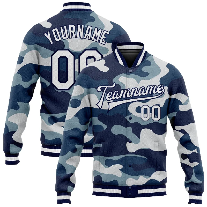 Minimalist Unisex Fashion Essentials Premium Style Custom Camo White-Navy 3D Bomber Full-Snap Varsity Letterman Salute To Service Jacket Minimalist Unisex Fashion Essentials Premium Style Custom Camo White-Navy 3D Bomber Full-Snap Varsity Letterman Salute To Service Jacket