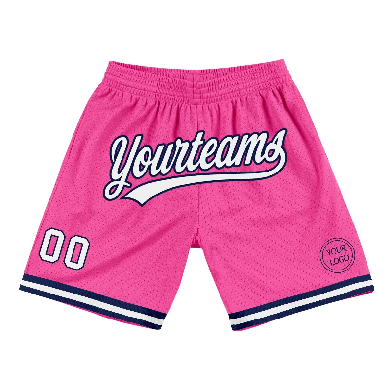 Versatile And Stylish Unisex Apparel Special Offers Custom Pink White-Navy Authentic Throwback Basketball Shorts Versatile And Stylish Unisex Apparel Special Offers Custom Pink White-Navy Authentic Throwback Basketball Shorts