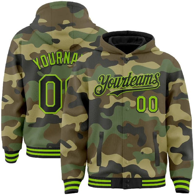 Bold And Trendy Gender-Neutral Outfits Premium Fashion Custom Camo Black-Neon Green Bomber Full-Snap Varsity Letterman Salute To Service Hoodie Jacket Bold And Trendy Gender-Neutral Outfits Premium Fashion Custom Camo Black-Neon Green Bomber Full-Snap Varsity Letterman Salute To Service Hoodie Jacket
