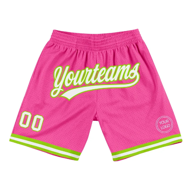 Relaxed-Fit Unisex Fashion For All-Day Comfort Unbeatable Prices Custom Pink White-Neon Green Authentic Throwback Basketball Shorts Relaxed-Fit Unisex Fashion For All-Day Comfort Unbeatable Prices Custom Pink White-Neon Green Authentic Throwback Basketball Shorts