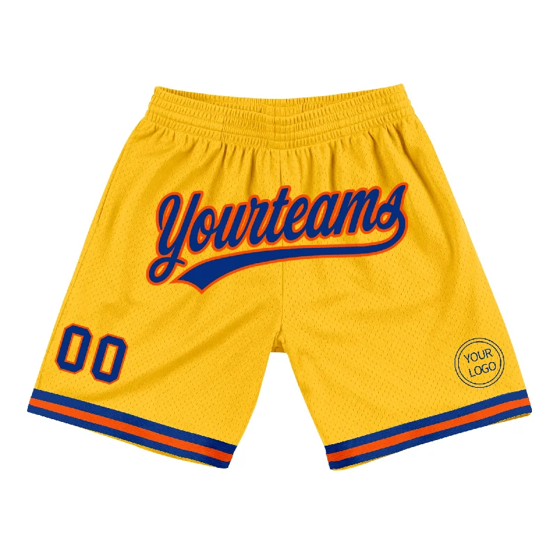 Classic And Timeless Gender-Neutral Fashion Timeless Elegance Redefined Custom Gold Royal-Orange Authentic Throwback Basketball Shorts Classic And Timeless Gender-Neutral Fashion Timeless Elegance Redefined Custom Gold Royal-Orange Authentic Throwback Basketball Shorts