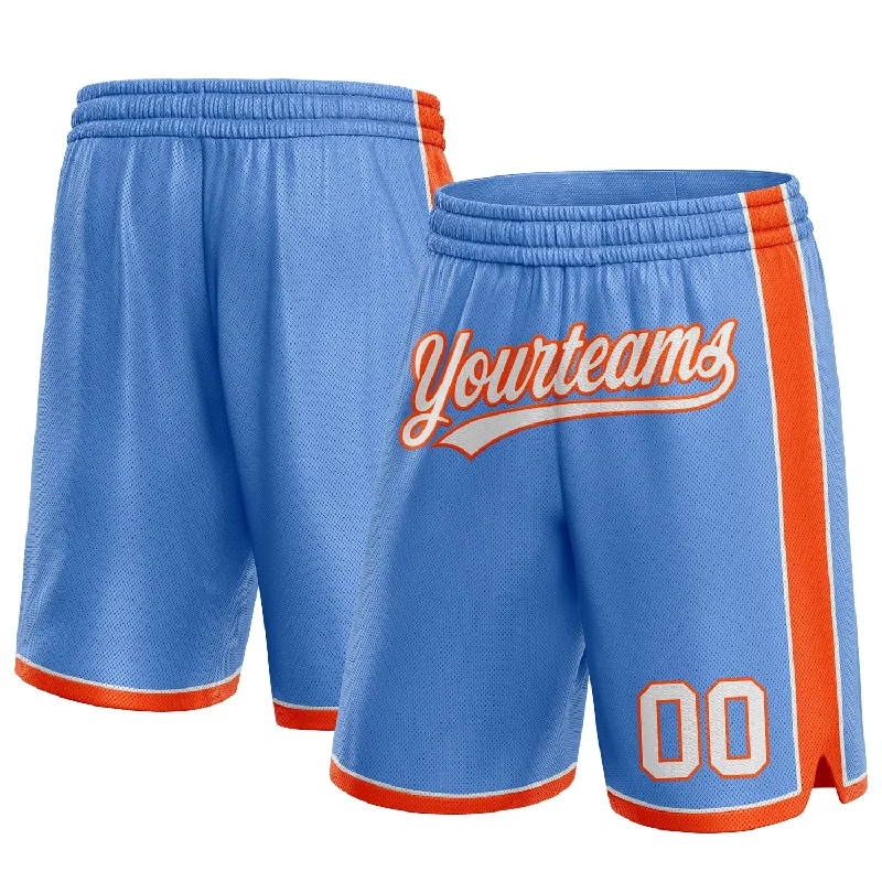 Classic And Timeless Gender-Neutral Fashion Romantic Fashion Discounts Custom Light Blue White-Orange Authentic Basketball Shorts Classic And Timeless Gender-Neutral Fashion Romantic Fashion Discounts Custom Light Blue White-Orange Authentic Basketball Shorts