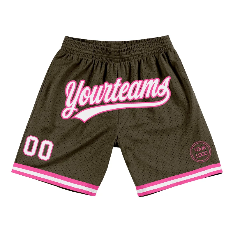 Modern Unisex Clothing For Any Occasion Stylish Savings Custom Olive White-Pink Authentic Throwback Salute To Service Basketball Shorts Modern Unisex Clothing For Any Occasion Stylish Savings Custom Olive White-Pink Authentic Throwback Salute To Service Basketball Shorts