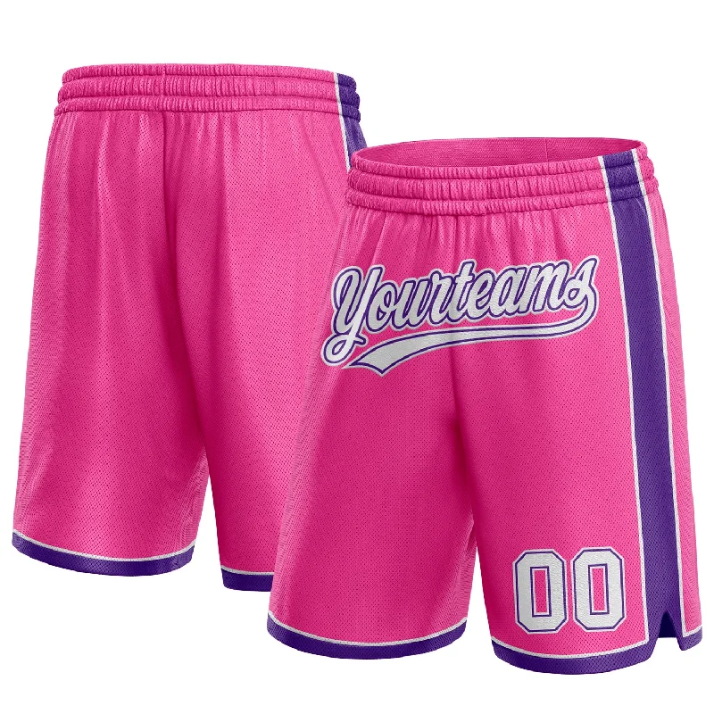 Versatile Unisex Layering Pieces Classic Chic Deals Custom Pink White-Purple Authentic Basketball Shorts Versatile Unisex Layering Pieces Classic Chic Deals Custom Pink White-Purple Authentic Basketball Shorts