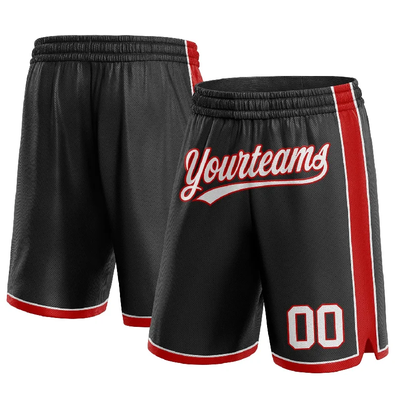 Soft And Breathable Unisex Loungewear Stay Ahead In Style Custom Black White-Red Authentic Basketball Shorts Soft And Breathable Unisex Loungewear Stay Ahead In Style Custom Black White-Red Authentic Basketball Shorts