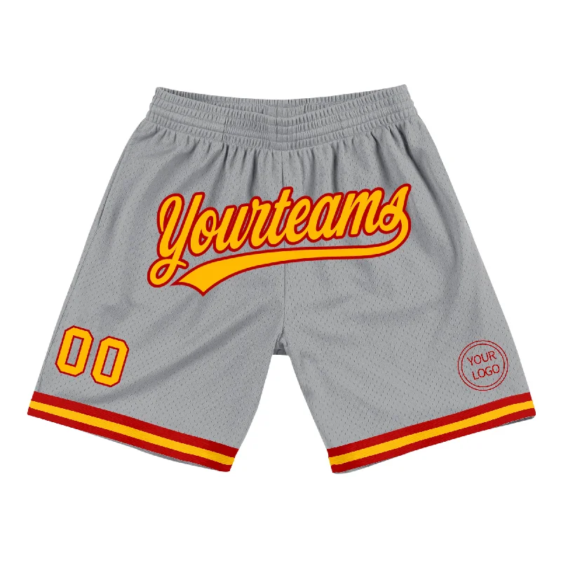 Classic Unisex Fashion Looks Seasonal Trends Custom Gray Gold-Red Authentic Throwback Basketball Shorts Classic Unisex Fashion Looks Seasonal Trends Custom Gray Gold-Red Authentic Throwback Basketball Shorts