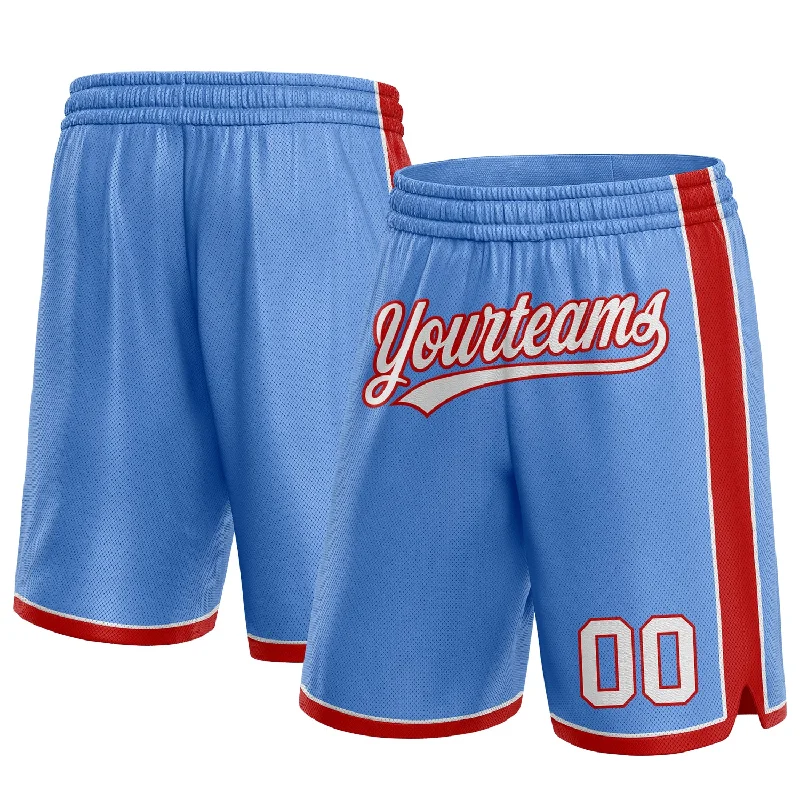 Modern Unisex Streetwear Outfits Contemporary Fashion Sale Custom Light Blue White-Red Authentic Basketball Shorts Modern Unisex Streetwear Outfits Contemporary Fashion Sale Custom Light Blue White-Red Authentic Basketball Shorts