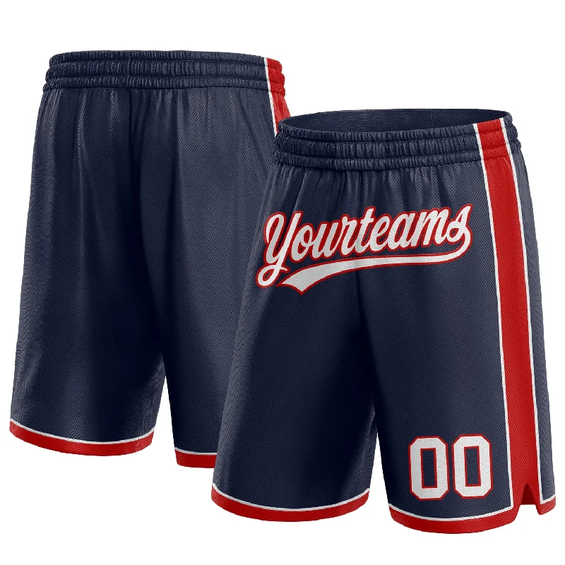 Comfortable Unisex Streetwear Hot Picks Custom Navy White-Red Authentic Basketball Shorts Comfortable Unisex Streetwear Hot Picks Custom Navy White-Red Authentic Basketball Shorts