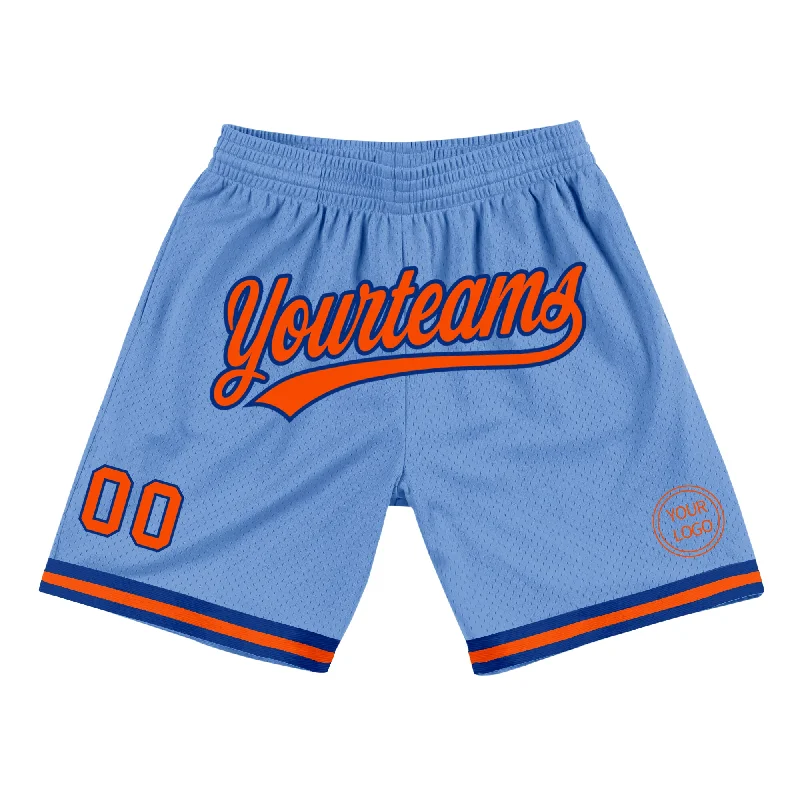 Unisex Casual Wear For All Seasons Style Without Limits Custom Light Blue Orange-Royal Authentic Throwback Basketball Shorts Unisex Casual Wear For All Seasons Style Without Limits Custom Light Blue Orange-Royal Authentic Throwback Basketball Shorts
