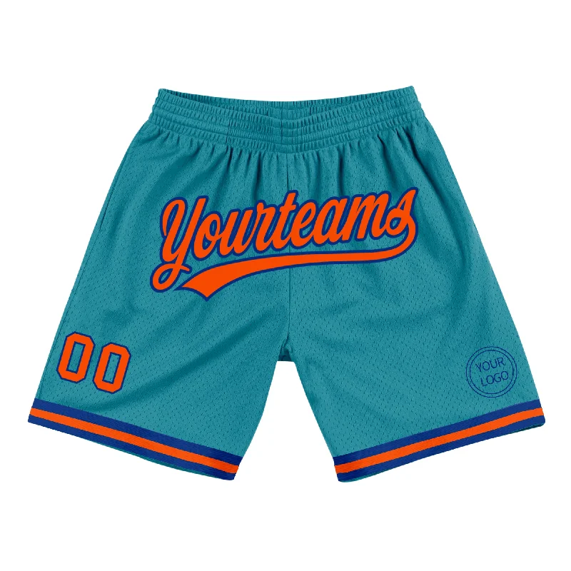 Sleek And Contemporary Gender-Free Outfits Special Offer Custom Teal Orange-Royal Authentic Throwback Basketball Shorts Sleek And Contemporary Gender-Free Outfits Special Offer Custom Teal Orange-Royal Authentic Throwback Basketball Shorts