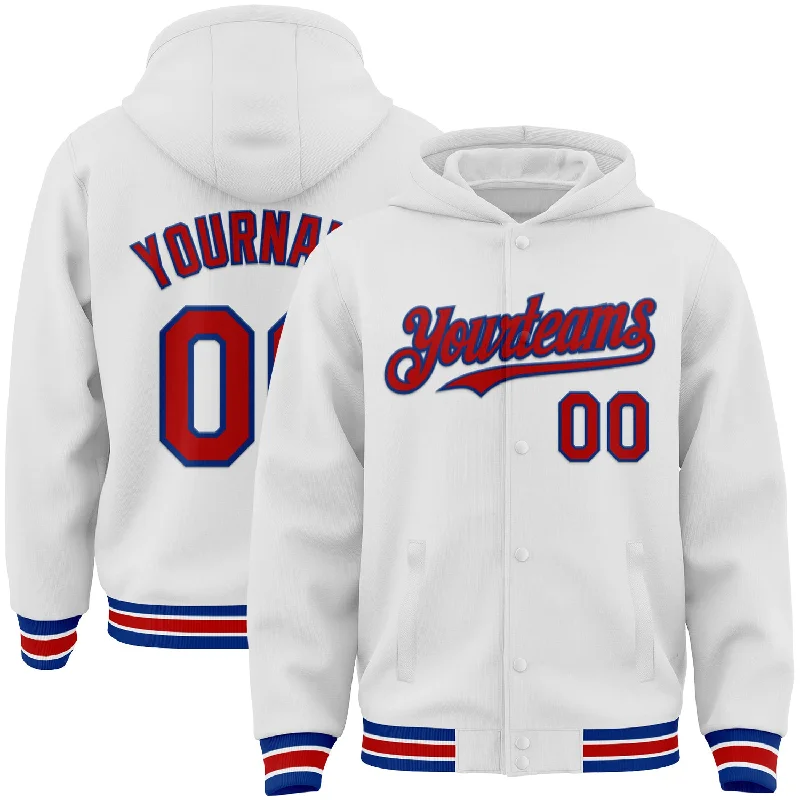All-Season Unisex Clothing Collection Browse Our Top Products Custom White Red-Royal Bomber Full-Snap Varsity Letterman Hoodie Jacket All-Season Unisex Clothing Collection Browse Our Top Products Custom White Red-Royal Bomber Full-Snap Varsity Letterman Hoodie Jacket