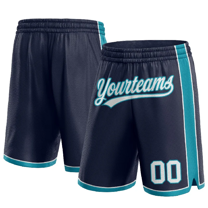 Versatile And Stylish Unisex Apparel Exclusive Deals Online Custom Navy White-Teal Authentic Basketball Shorts Versatile And Stylish Unisex Apparel Exclusive Deals Online Custom Navy White-Teal Authentic Basketball Shorts