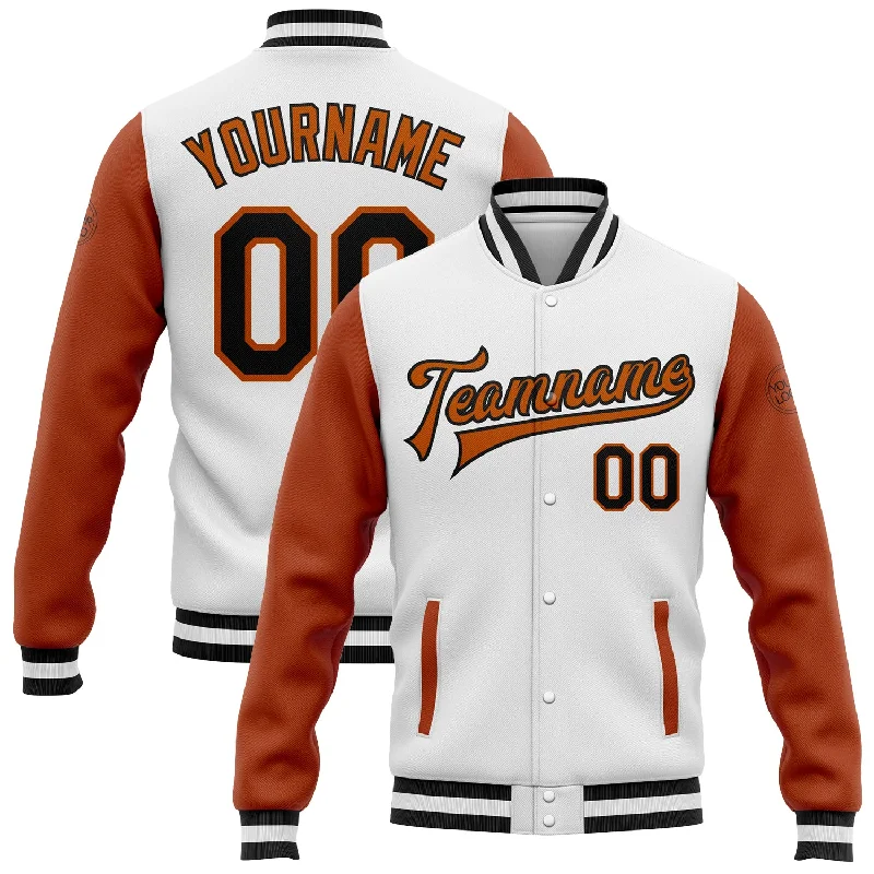 Modern Unisex Streetwear Outfits Fresh Styles, Fresh Deals Custom White Black-Texas Orange Bomber Full-Snap Varsity Letterman Two Tone Jacket Modern Unisex Streetwear Outfits Fresh Styles, Fresh Deals Custom White Black-Texas Orange Bomber Full-Snap Varsity Letterman Two Tone Jacket