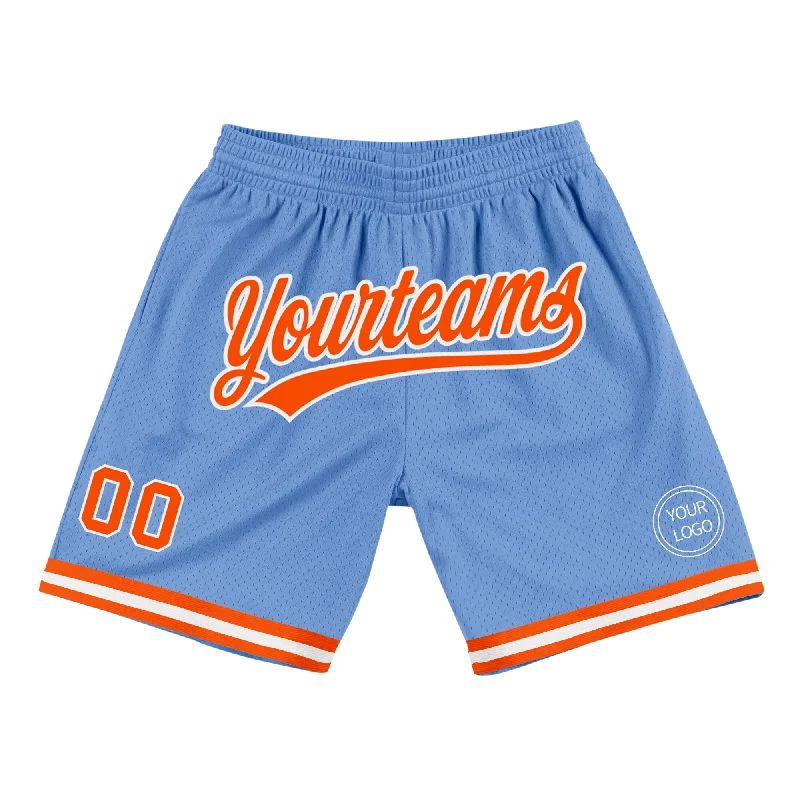 Oversized Unisex Apparel For Effortless Style Fast Fashion Favorites Custom Light Blue Orange-White Authentic Throwback Basketball Shorts Oversized Unisex Apparel For Effortless Style Fast Fashion Favorites Custom Light Blue Orange-White Authentic Throwback Basketball Shorts