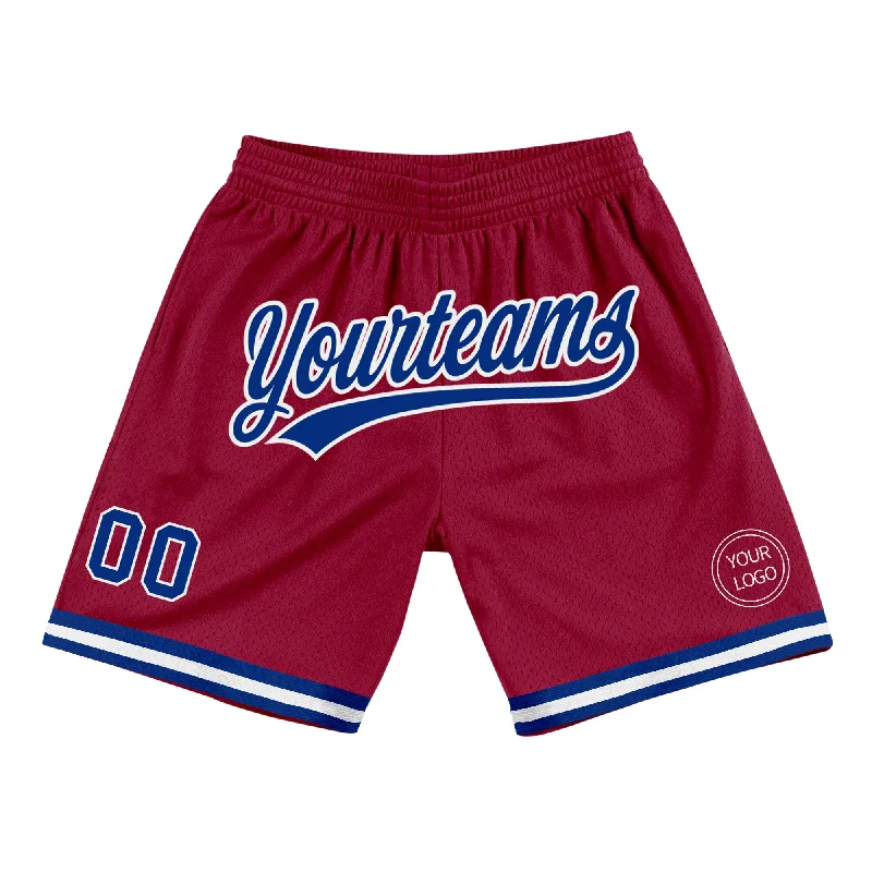 Oversized And Relaxed Unisex Fashion Flirty Fashion Discounts Custom Maroon Royal-White Authentic Throwback Basketball Shorts Oversized And Relaxed Unisex Fashion Flirty Fashion Discounts Custom Maroon Royal-White Authentic Throwback Basketball Shorts