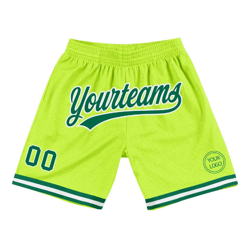 Oversized Unisex Apparel For Effortless Style Style Breakthroughs Custom Neon Green Kelly Green-White Authentic Throwback Basketball Shorts Oversized Unisex Apparel For Effortless Style Style Breakthroughs Custom Neon Green Kelly Green-White Authentic Throwback Basketball Shorts