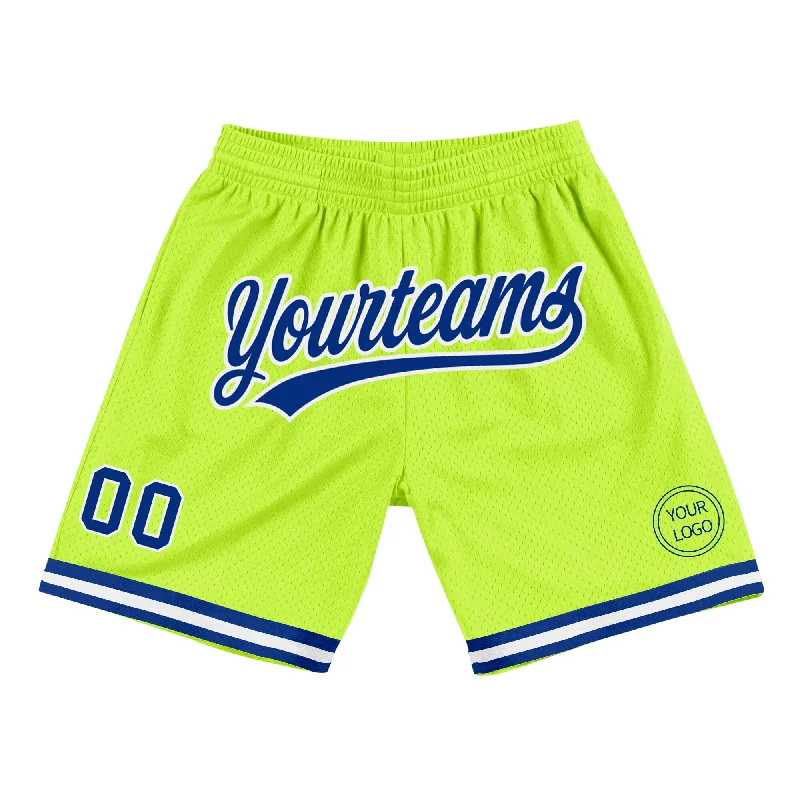 Versatile Gender-Free Wardrobe Essentials Unleash Your Style Custom Neon Green Royal-White Authentic Throwback Basketball Shorts Versatile Gender-Free Wardrobe Essentials Unleash Your Style Custom Neon Green Royal-White Authentic Throwback Basketball Shorts