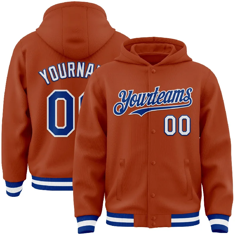 Everyday Wear For Men And Women Luxury Fashion Custom Texas Orange Royal-White Bomber Full-Snap Varsity Letterman Hoodie Jacket Everyday Wear For Men And Women Luxury Fashion Custom Texas Orange Royal-White Bomber Full-Snap Varsity Letterman Hoodie Jacket