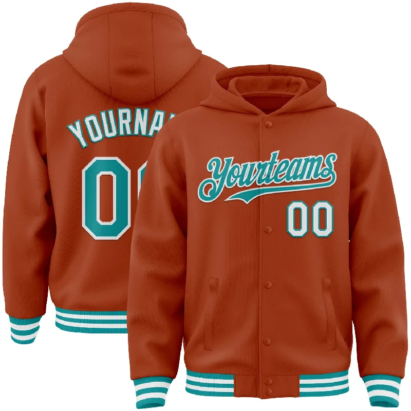 Versatile Clothing For All Genders Elegant Fashion Offers Custom Texas Orange Teal-White Bomber Full-Snap Varsity Letterman Hoodie Jacket Versatile Clothing For All Genders Elegant Fashion Offers Custom Texas Orange Teal-White Bomber Full-Snap Varsity Letterman Hoodie Jacket