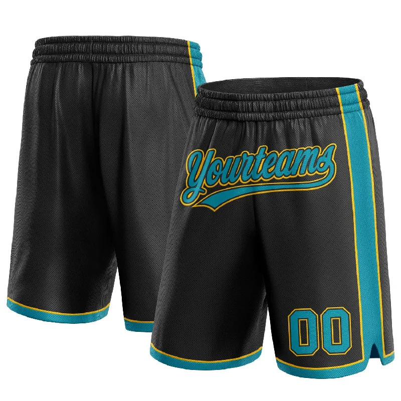 Chic And Contemporary Unisex Clothing Choices Buy More, Save More Custom Black Teal-Yellow Authentic Basketball Shorts Chic And Contemporary Unisex Clothing Choices Buy More, Save More Custom Black Teal-Yellow Authentic Basketball Shorts