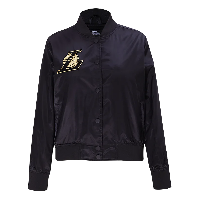 Sleek And Contemporary Gender-Free Outfits Chic And Trendy Lakers Womens Holiday Glam Satin Jacket Sleek And Contemporary Gender-Free Outfits Chic And Trendy Lakers Womens Holiday Glam Satin Jacket
