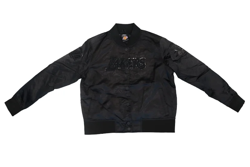 Modern Unisex Streetwear Outfits Huge Discounts This Week Lakers Women's Triple Black Satin Jacket Modern Unisex Streetwear Outfits Huge Discounts This Week Lakers Women's Triple Black Satin Jacket