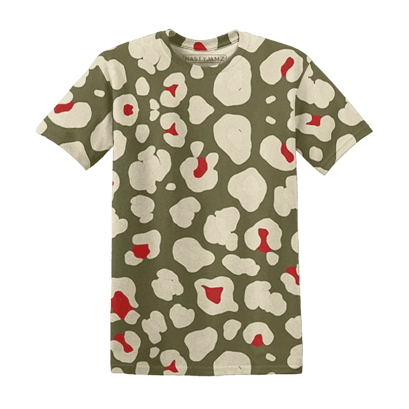 Lightweight And Breathable Unisex Wear NastyJamz Medium Olive 1s T-Shirt Match Leopard Pattern All-Over Print Lightweight And Breathable Unisex Wear NastyJamz Medium Olive 1s T-Shirt Match Leopard Pattern All-Over Print