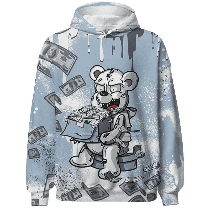 Modern Unisex Streetwear Outfits Daily Deals NastyJamz Mid Diffused Blue Grey 1s Hoodie Match Cash Money Splash Paint All-Over Print