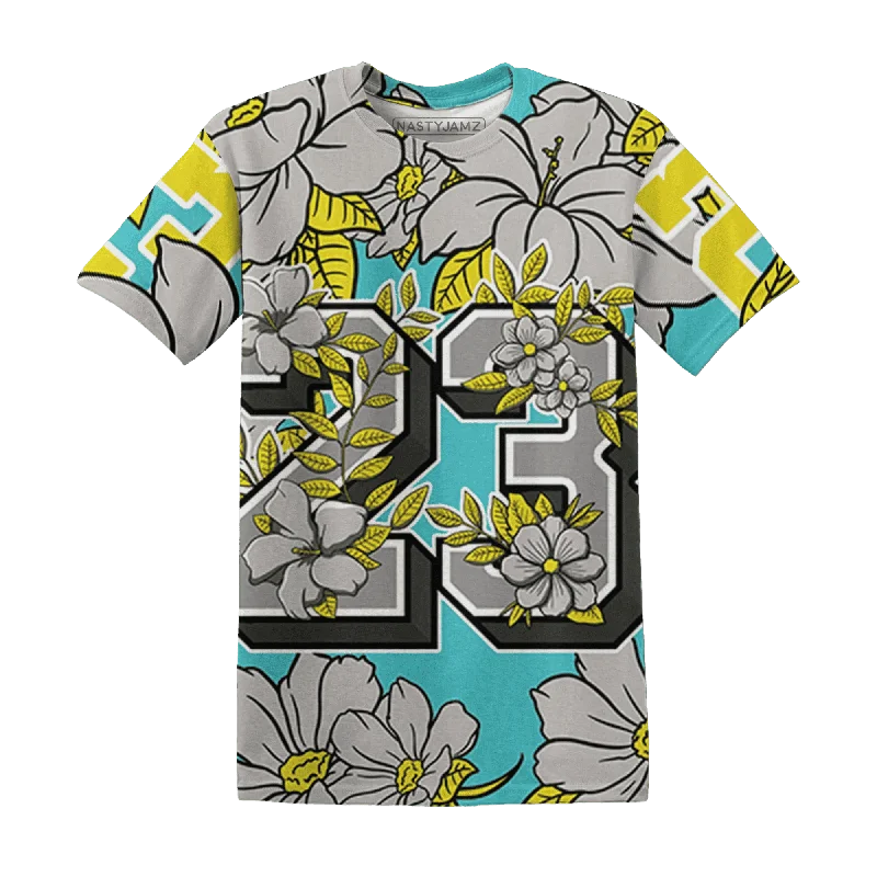 Sustainable Gender-Neutral Apparel NastyJamz NBL Cyan Burst 9060 T-Shirt Match 23 Floral Flower All-Over Print Sustainable Gender-Neutral Apparel NastyJamz NBL Cyan Burst 9060 T-Shirt Match 23 Floral Flower All-Over Print