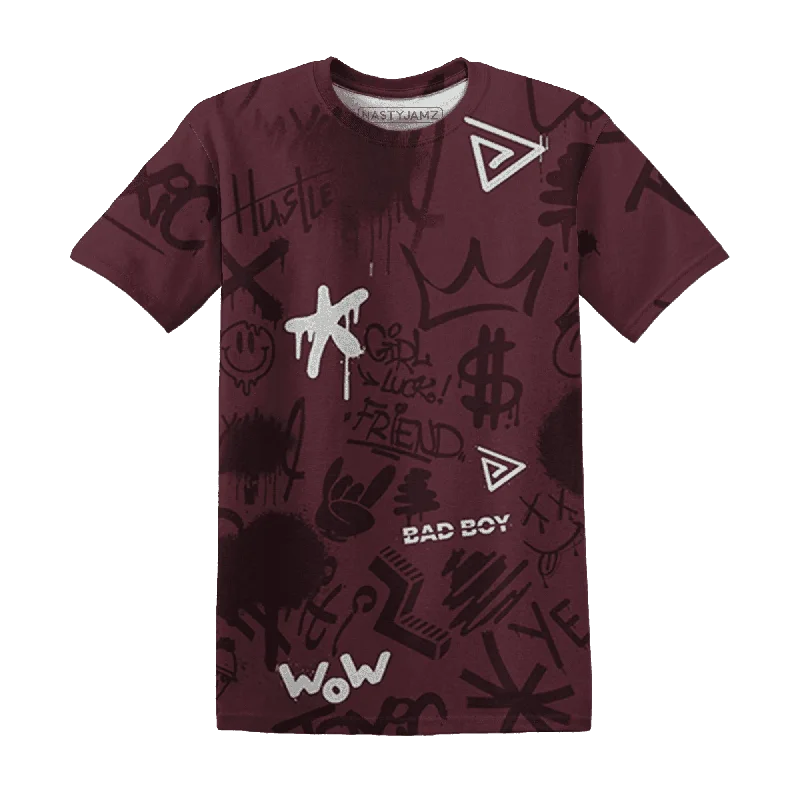 Versatile Gender-Free Wardrobe Essentials NastyJamz VaporMax Night Maron Burgundy T-Shirt Match Graffiti King Doodle Style All-Over Print Versatile Gender-Free Wardrobe Essentials NastyJamz VaporMax Night Maron Burgundy T-Shirt Match Graffiti King Doodle Style All-Over Print