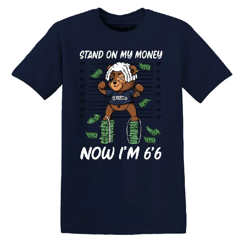 Modern Unisex Wardrobe Staples White Navy 6s NastyJamz Premium T Shirt Match BER Stand On Money