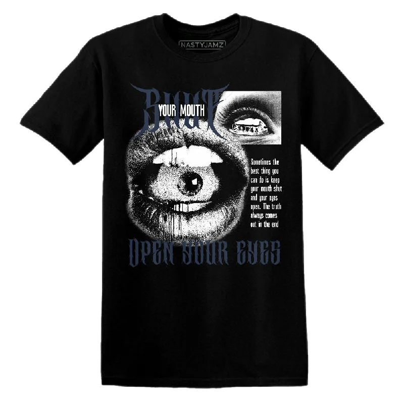 Urban-Inspired Unisex Fashion Trends White Navy 6s NastyJamz T-Shirt Match Shut Your Mouth
