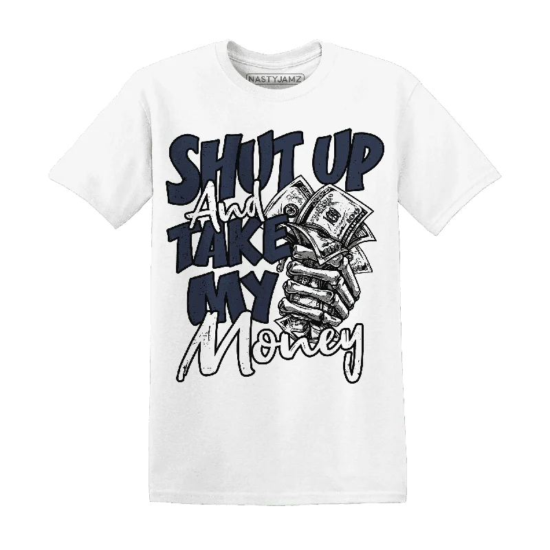Urban Unisex Fashion Outfits White Navy 6s T-Shirt Match Shut Up