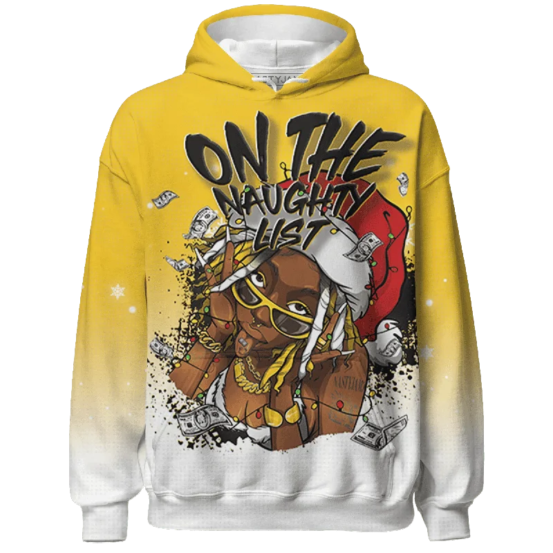 Functional And Stylish Unisex Outerwear Winter Warehouse Sale Yellow Ochre 6s NastyJamz Hoodie Match Xmas Naughty List All-Over Print
