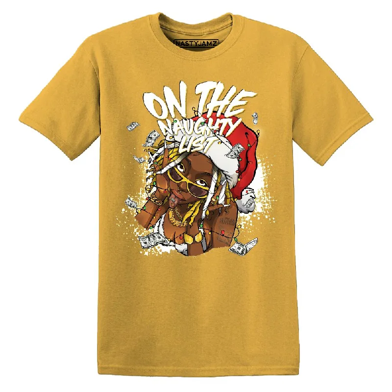 Effortless And Modern Unisex Dressing Yellow Ochre 6s NastyJamz Premium T Shirt Match Xmas Naughty List